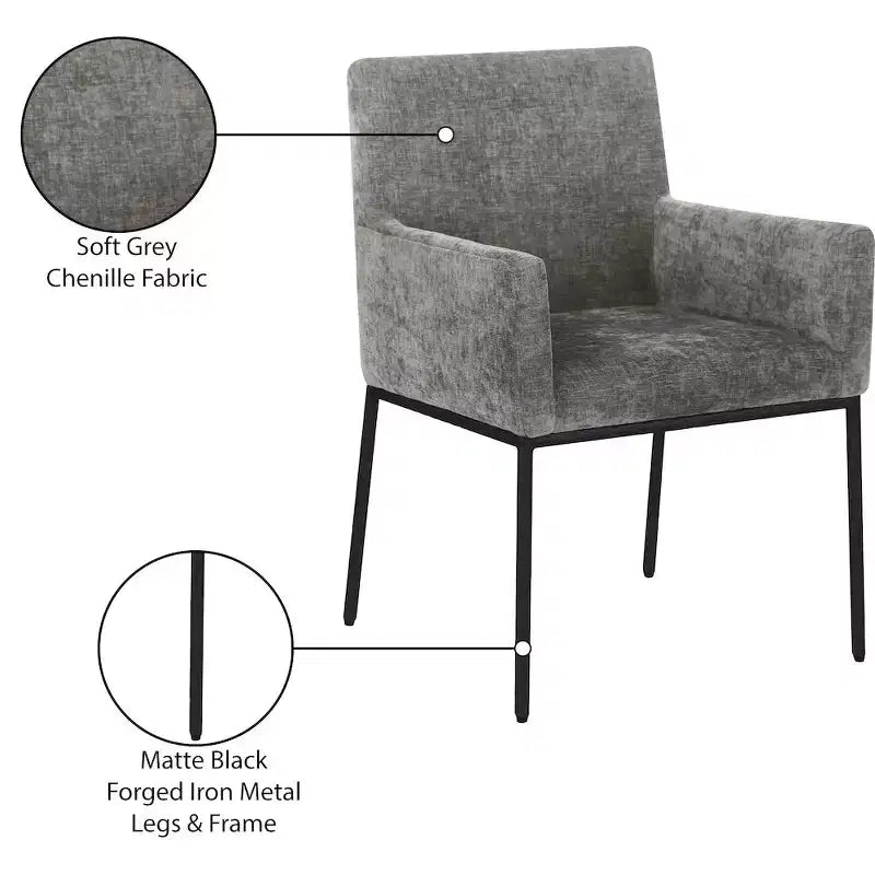 Meridian Furniture, Chaises de salle à manger Reeves en tissu chenille, lot de 2
