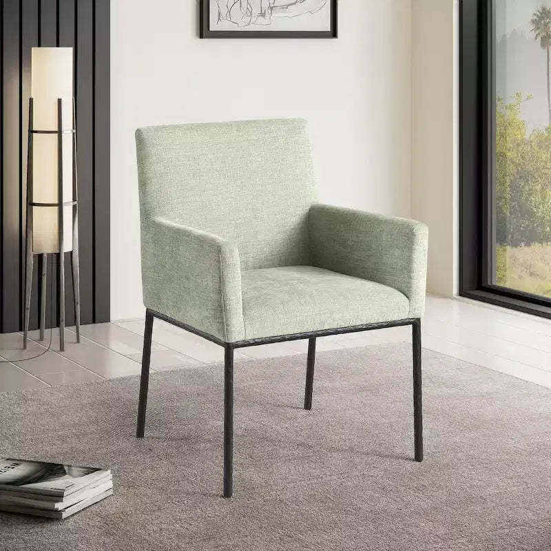 Meridian Furniture, Chaises de salle à manger Reeves en tissu chenille, lot de 2