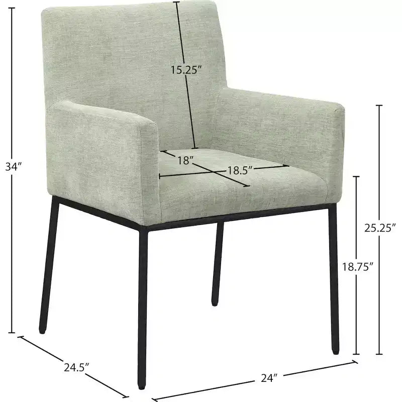 Meridian Furniture, Chaises de salle à manger Reeves en tissu chenille, lot de 2