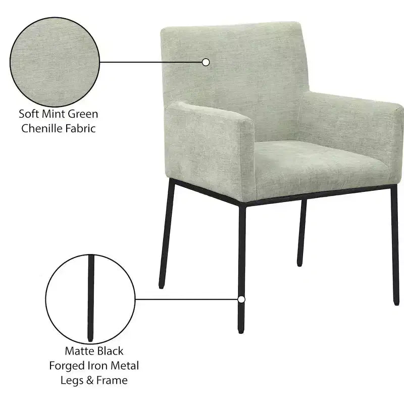 Meridian Furniture, Chaises de salle à manger Reeves en tissu chenille, lot de 2