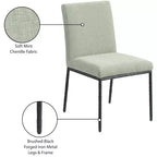 Meridian Furniture, Chaises de salle à manger Reeves en tissu chenille, lot de 2