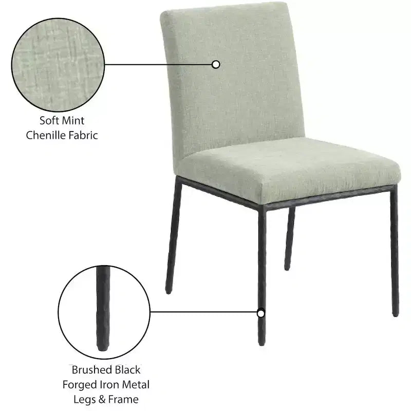 Meridian Furniture, Chaises de salle à manger Reeves en tissu chenille, lot de 2