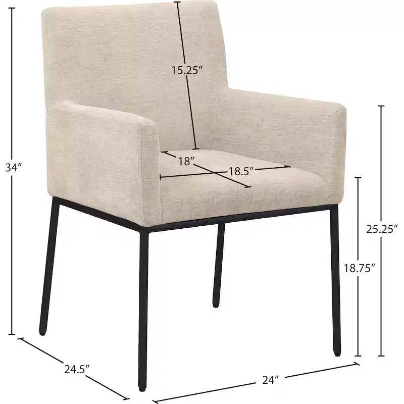 Meridian Furniture, Chaises de salle à manger Reeves en tissu chenille, lot de 2