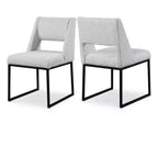 Meridian Furniture,Jayce Cream Boucle Fabric Dining Chair, Set of 2