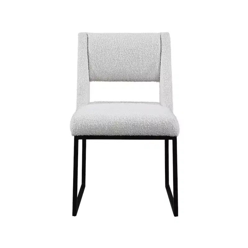 Meridian Furniture, Chaise de salle à manger Jayce en tissu bouclé crème, lot de 2