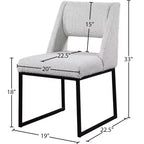 Meridian Furniture, Chaise de salle à manger Jayce en tissu bouclé crème, lot de 2