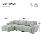 Canapé modulable en L de 110", avec assise extra-large, coussin à tirette, pouf et revêtement en tissu bouclé, 4 places