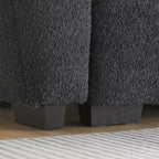 Canapé modulable en L de 110", avec assise extra-large, coussin à tirette, pouf et revêtement en tissu bouclé, 4 places