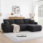 110 L-Shaped Modular Sectional Sofa with Extra-Large Seat, Pull-Line Cushion, Ottoman, Boucle Upholstery, 4-Seat
