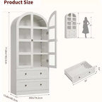 Grand garde-manger de ferme moderne de 183 cm de haut avec portes cintrées et tiroirs, grand meuble de rangement en bois avec étagères épaissies, idéal pour la cuisine