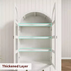 Grand garde-manger de ferme moderne de 183 cm de haut avec portes cintrées et tiroirs, grand meuble de rangement en bois avec étagères épaissies, idéal pour la cuisine