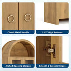 Armoire de cuisine arquée de style campagnard de 180 cm de haut, meuble de rangement en bois avec portes en acrylique et étagères réglables, cadre robuste pour la cuisine
