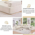 Fauteuil d'angle modulaire surdimensionné en boucle, canapé de sol rempli de mousse avec 2 oreillers, sectionnel convertible, 1 place, beige