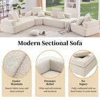Fauteuil d'angle modulaire surdimensionné en boucle, canapé de sol rempli de mousse avec 2 oreillers, sectionnel convertible, 1 place, beige