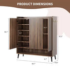 Grand meuble à chaussures avec 3 portes, 6 étagères, meuble de rangement pour chaussures d'entrée autoportant avec étagères réglables