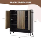 Grand meuble à chaussures avec 3 portes, 6 étagères, meuble de rangement pour chaussures d'entrée autoportant avec étagères réglables