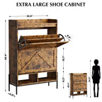 Meuble à chaussures avec 2 tiroirs basculants, Organisateur de rangement à chaussures autoportant pour entrée, Meuble de rangement étroit