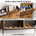 Meuble à chaussures avec 2 tiroirs basculants, Organisateur de rangement à chaussures autoportant pour entrée, Meuble de rangement étroit