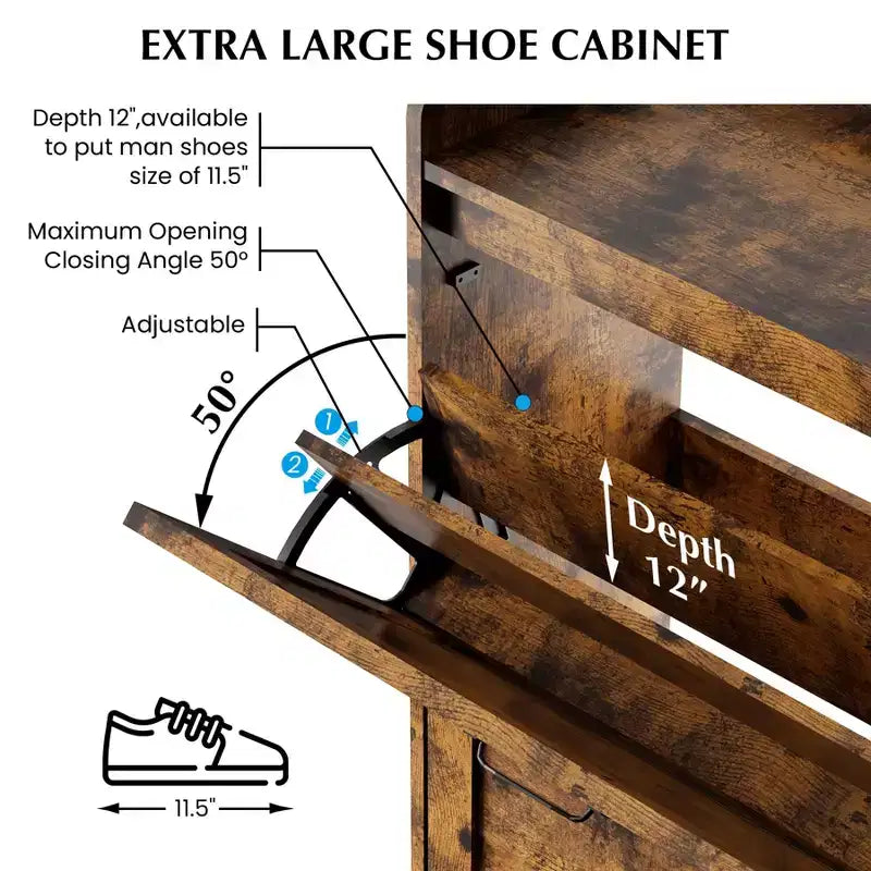 Meuble à chaussures avec 2 tiroirs basculants, Organisateur de rangement à chaussures autoportant pour entrée, Meuble de rangement étroit