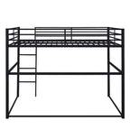 Lit mezzanine double en métal, cadre de lit mezzanine avec barrières de sécurité et échelle plate, lit mezzanine simple pour enfants, adolescents et adultes