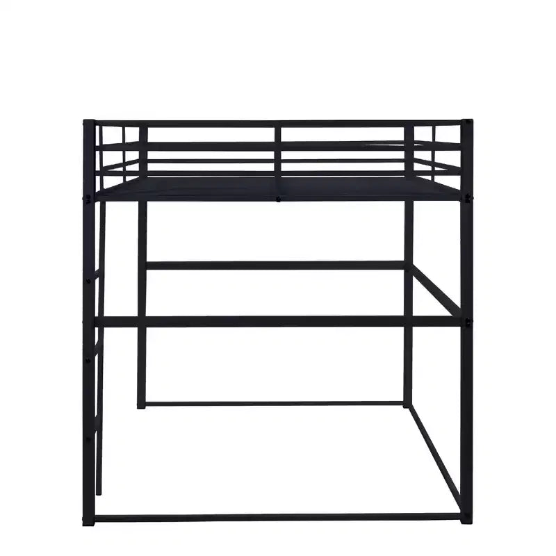 Lit mezzanine double en métal, cadre de lit mezzanine avec barrières de sécurité et échelle plate, lit mezzanine simple pour enfants, adolescents et adultes