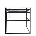 Lit mezzanine double en métal, cadre de lit mezzanine avec barrières de sécurité et échelle plate, lit mezzanine simple pour enfants, adolescents et adultes