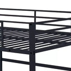 Lit mezzanine double en métal, cadre de lit mezzanine avec barrières de sécurité et échelle plate, lit mezzanine simple pour enfants, adolescents et adultes