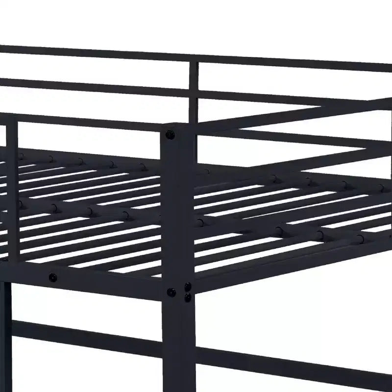 Lit mezzanine double en métal, cadre de lit mezzanine avec barrières de sécurité et échelle plate, lit mezzanine simple pour enfants, adolescents et adultes