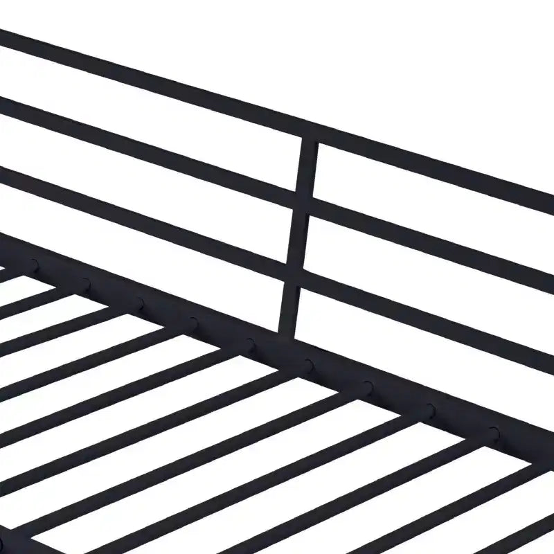 Lit mezzanine double en métal, cadre de lit mezzanine avec barrières de sécurité et échelle plate, lit mezzanine simple pour enfants, adolescents et adultes