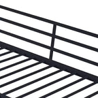 Lit mezzanine double en métal, cadre de lit mezzanine avec barrières de sécurité et échelle plate, lit mezzanine simple pour enfants, adolescents et adultes