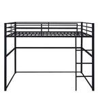 Lit mezzanine double en métal, cadre de lit mezzanine avec barrières de sécurité et échelle plate, lit mezzanine simple pour enfants, adolescents et adultes