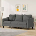 vidaXL Canapé 3 places, gris foncé, cadre en métal, tissu 100 % polyester, mousse