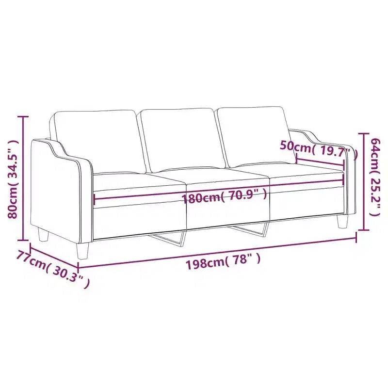 vidaXL Canapé 3 places, gris foncé, cadre en métal, tissu 100 % polyester, mousse
