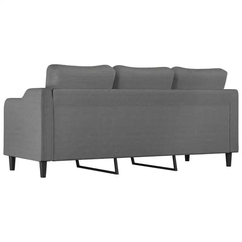 vidaXL Canapé 3 places, gris foncé, cadre en métal, tissu 100 % polyester, mousse