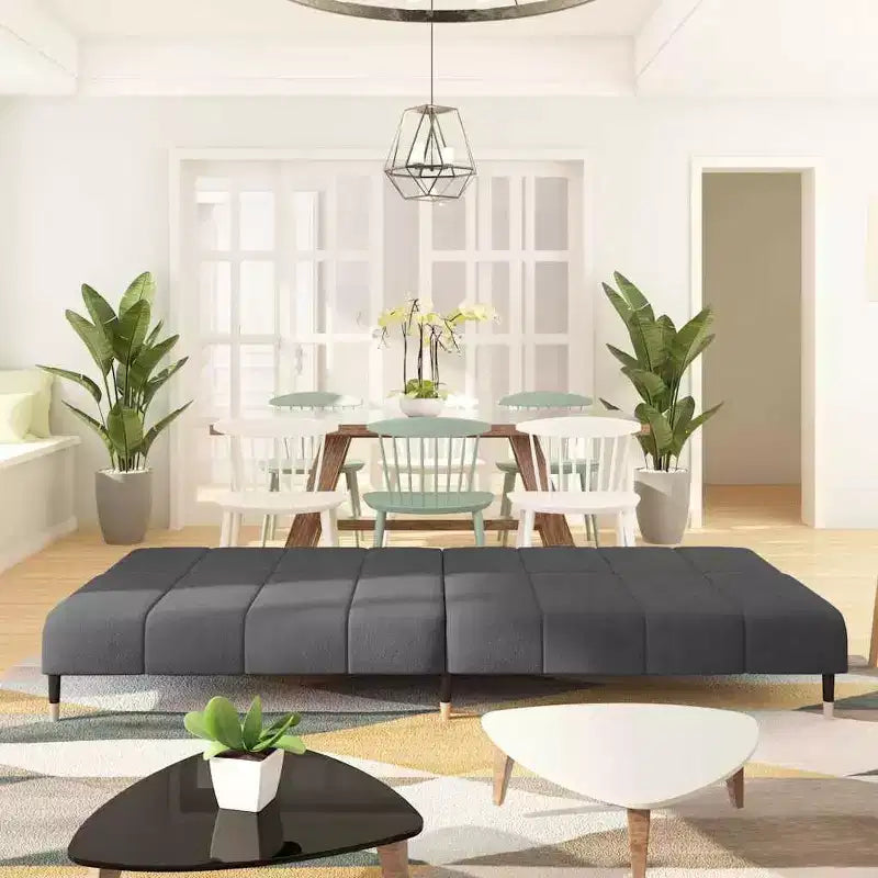 vidaXL Canapé-Lit 2 Places en Velours Gris Foncé - Causeuse Rembourrée pour Salon/Sous-sol/Dortoir avec Cadre en Bois