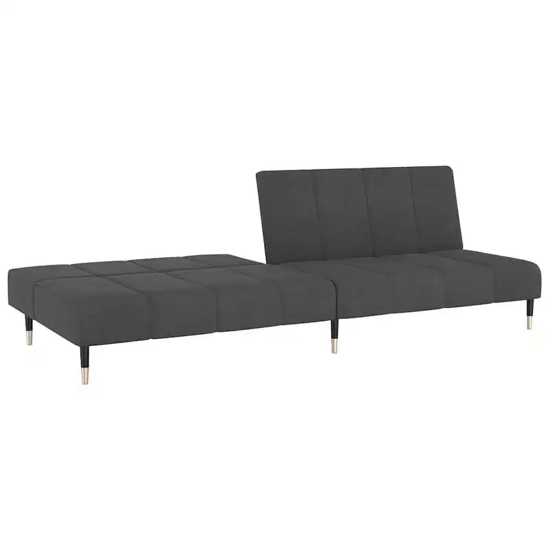 vidaXL Canapé-Lit 2 Places en Velours Gris Foncé - Causeuse Rembourrée pour Salon/Sous-sol/Dortoir avec Cadre en Bois