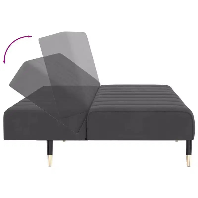 vidaXL Canapé-Lit 2 Places en Velours Gris Foncé - Causeuse Rembourrée pour Salon/Sous-sol/Dortoir avec Cadre en Bois