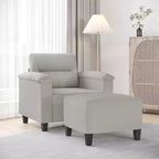 vidaXL Fauteuil de salon avec tabouret gris clair