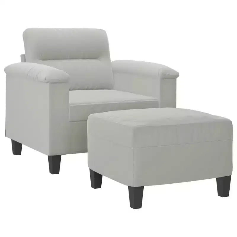 vidaXL Fauteuil de salon avec tabouret gris clair