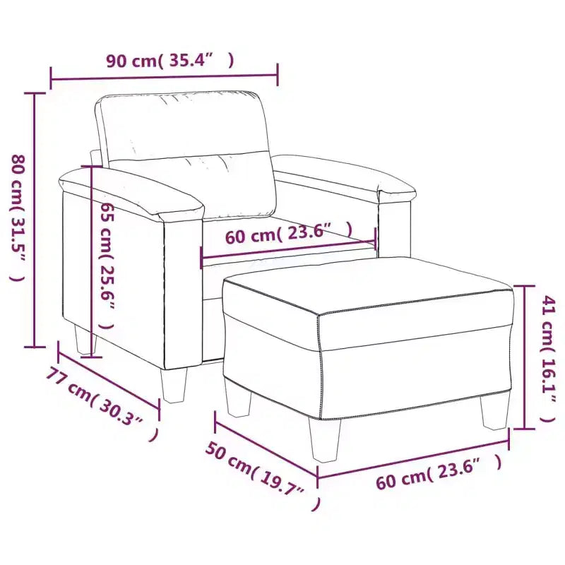 vidaXL Fauteuil de salon avec tabouret gris clair