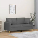 vidaXL Canapé 2 places en tissu avec coussins décoratifs Gris foncé, Cadre métallique élégant