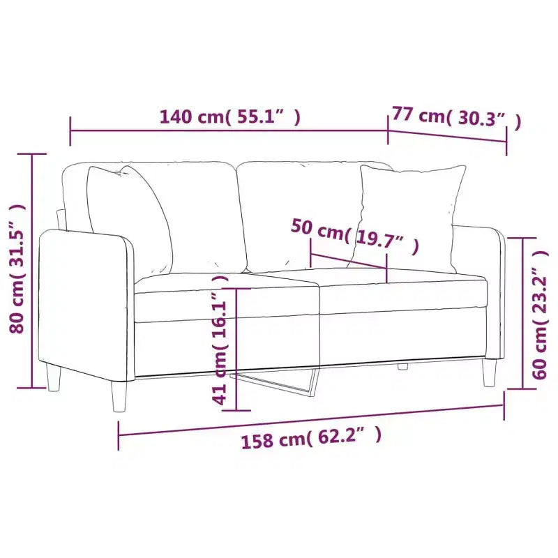 vidaXL Canapé 2 places en tissu avec coussins décoratifs Gris foncé, Cadre métallique élégant