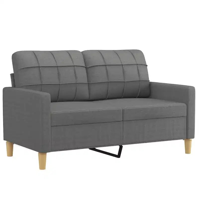 vidaXL Ensemble canapé en tissu gris foncé - Meubles de salon modernes 2 pièces - Comprend un canapé 2 places, un canapé 3 places, des coussins décoratifs et des coussins d'assise