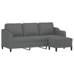 vidaXL Canapé 3 places avec repose-pied Gris foncé