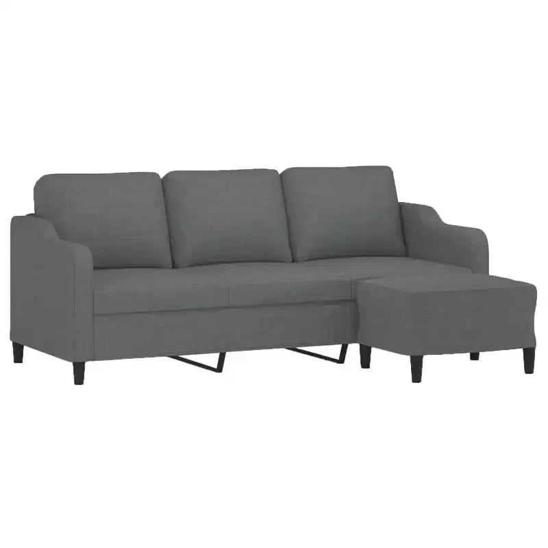 vidaXL Canapé 3 places avec repose-pied Gris foncé