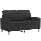 vidaXL Ensemble de Canapés Modernes - Canapés 2 et 3 Places Rembourrés en Tissu Noir avec Coussins - Confort Amélioré, Meubles de Salon et de Repos