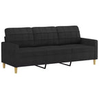 vidaXL Ensemble de Canapés Modernes - Canapés 2 et 3 Places Rembourrés en Tissu Noir avec Coussins - Confort Amélioré, Meubles de Salon et de Repos