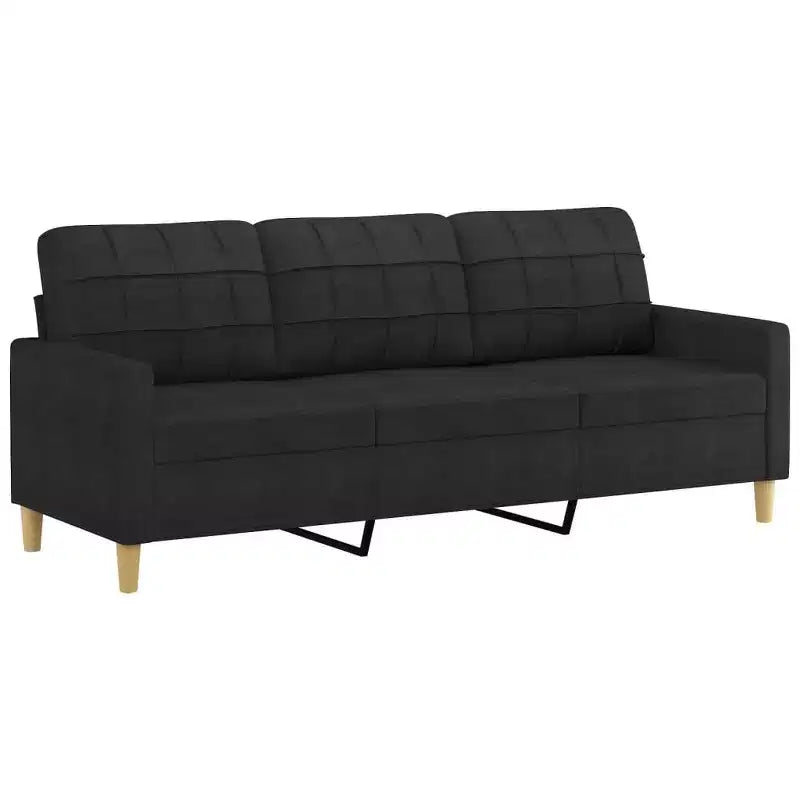 vidaXL Ensemble de Canapés Modernes - Canapés 2 et 3 Places Rembourrés en Tissu Noir avec Coussins - Confort Amélioré, Meubles de Salon et de Repos