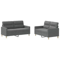 vidaXL 2 Piece Sofa Set in Dark Gray - Fabric Upholstered with Cushions - Modern Design for Living Room, Lounge, or Office