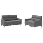 vidaXL 2 Piece Sofa Set in Dark Gray - Fabric Upholstered with Cushions - Modern Design for Living Room, Lounge, or Office